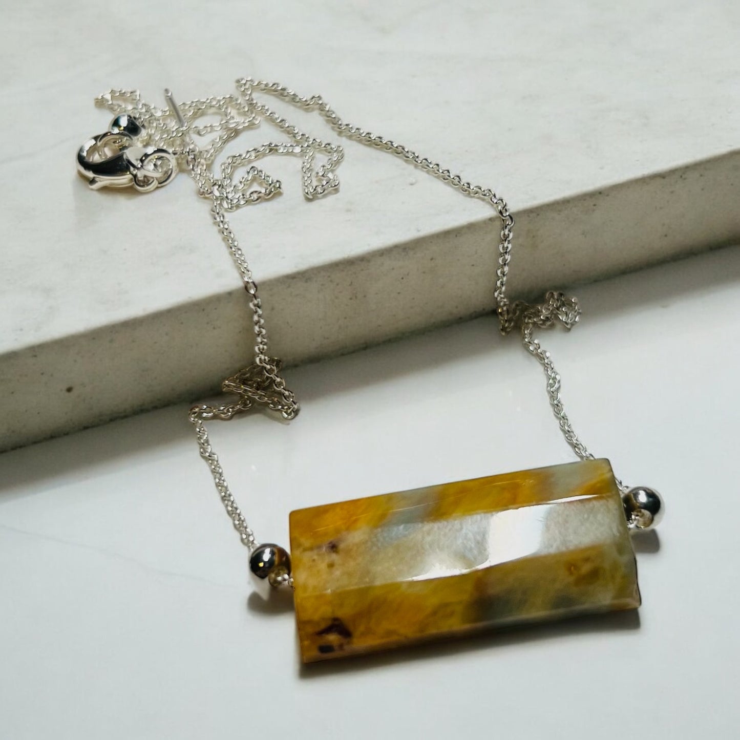 Yellow Jasper Faceted Column Necklace