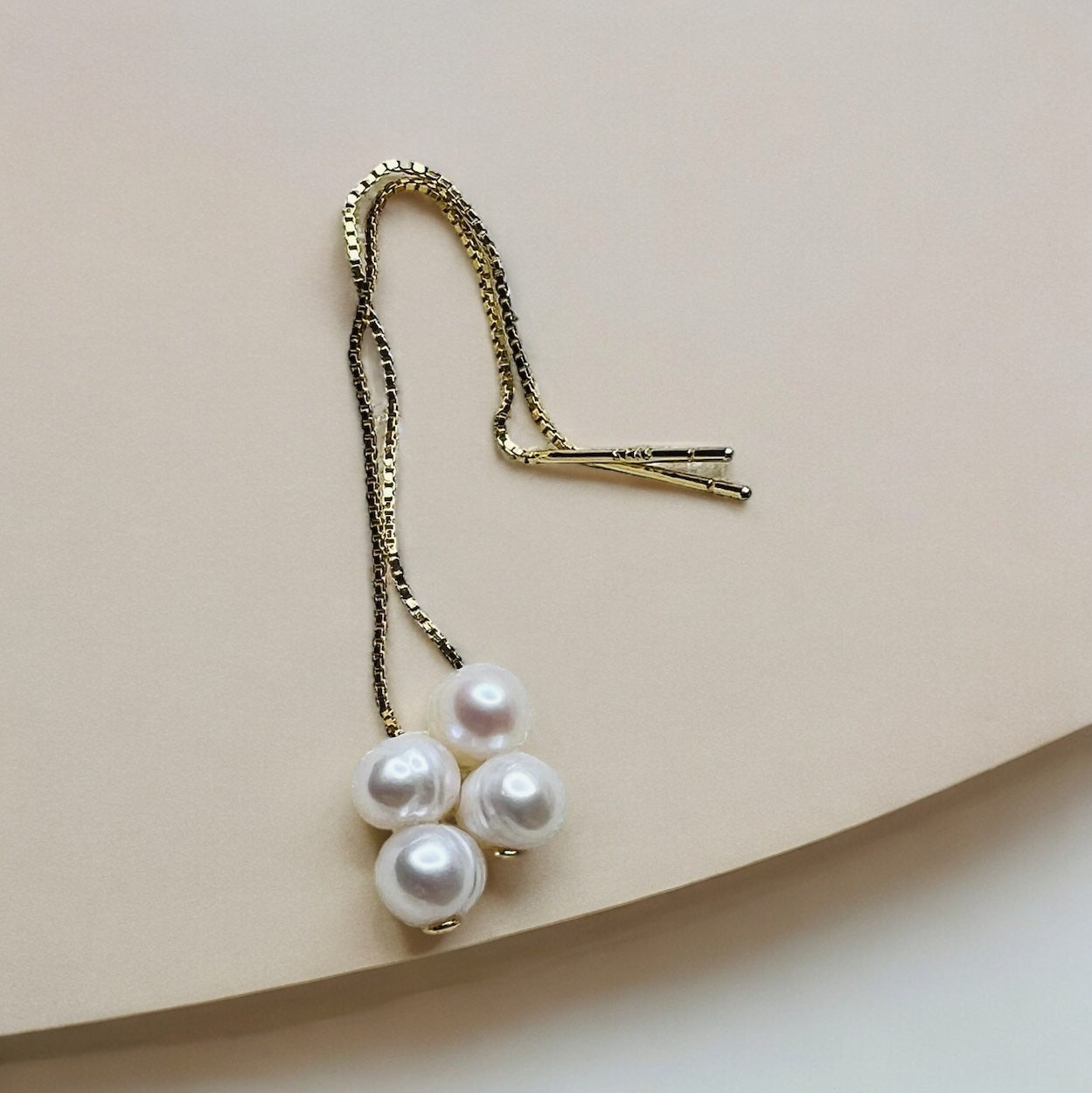 Double Pearl Threader Earrings