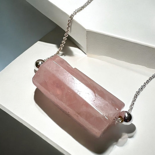 Rose Quartz Faceted Column Necklace