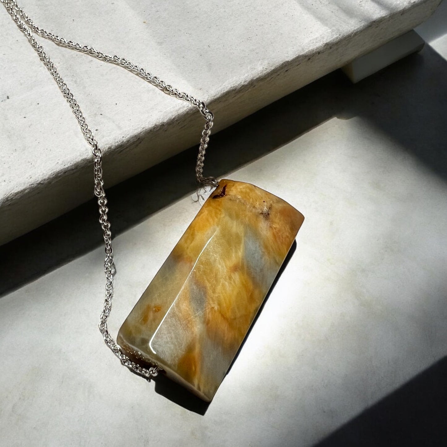 Yellow Jasper Faceted Column Necklace