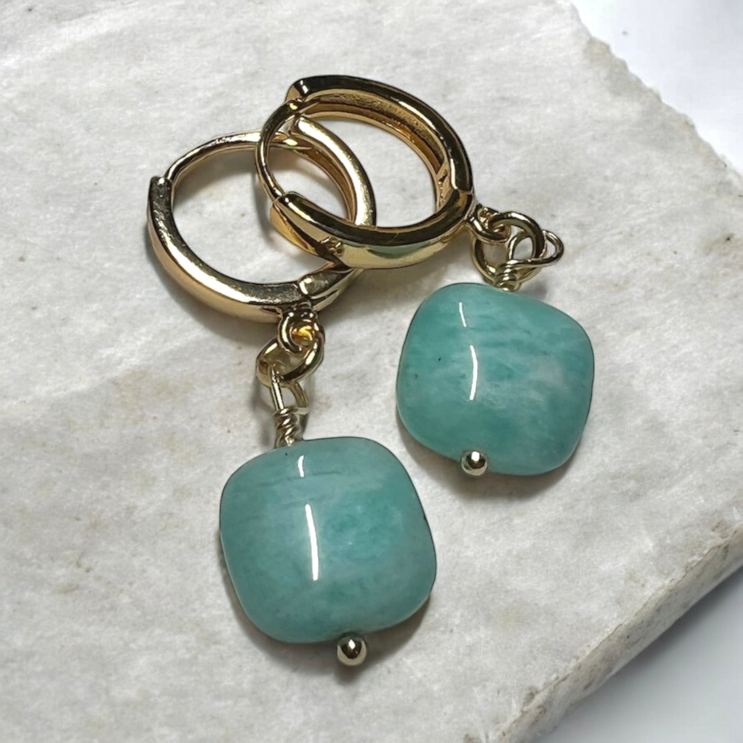 Amazonite Square Earrings