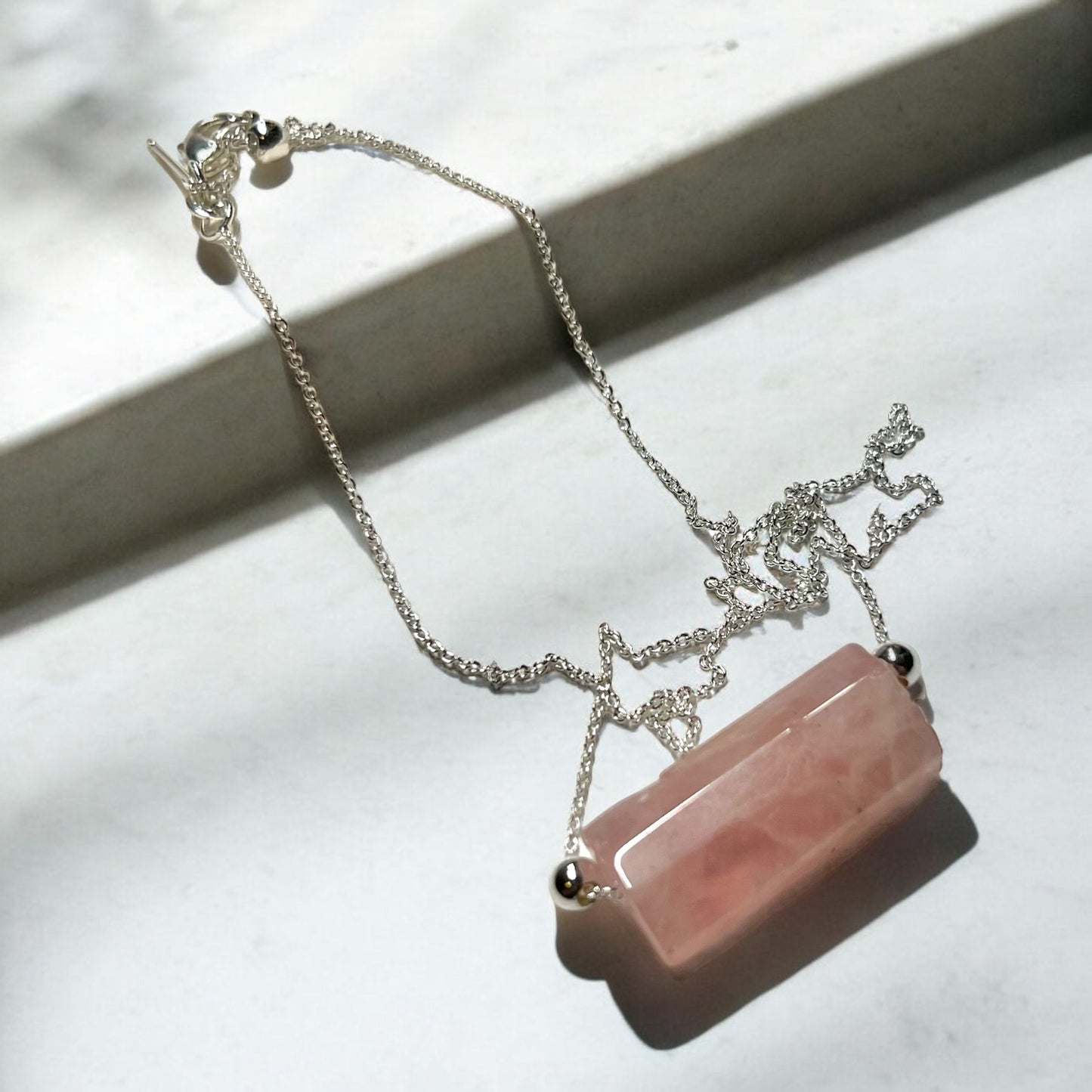 Rose Quartz Faceted Column Necklace